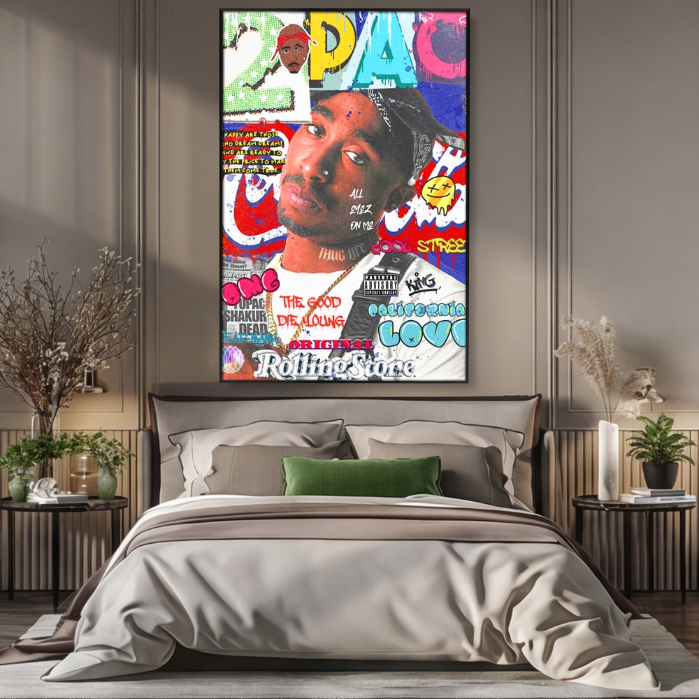 Tablou Canvas Premium LuxCanva® B1016, Tupac Shakur , Motivational, Hip-Hop, 2Pac, Cantaret, Culori Vibrante