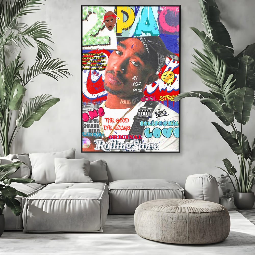 Tablou Canvas Premium LuxCanva® B1016, Tupac Shakur , Motivational, Hip-Hop, 2Pac, Cantaret, Culori Vibrante