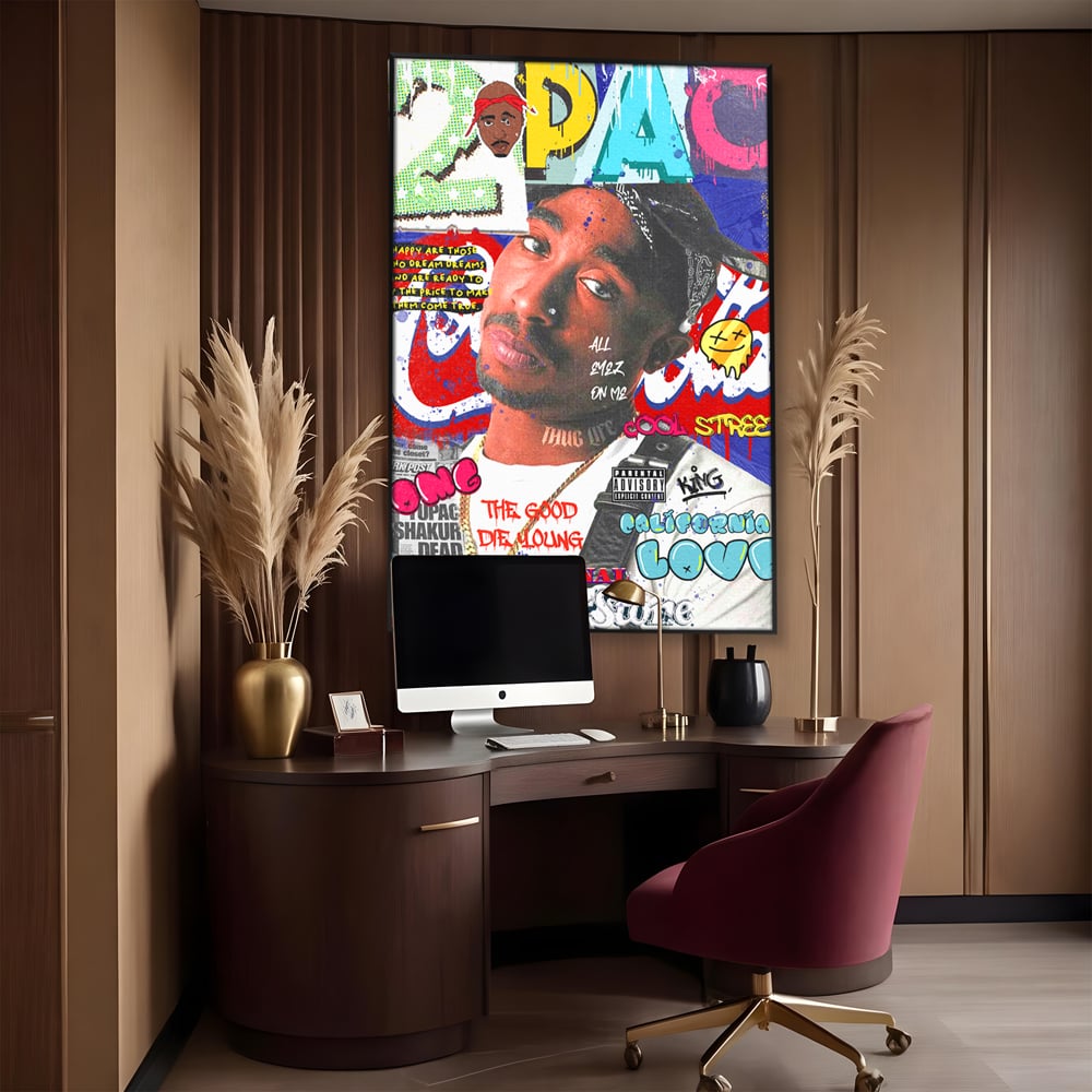 Tablou Canvas Premium LuxCanva® B1016, Tupac Shakur , Motivational, Hip-Hop, 2Pac, Cantaret, Culori Vibrante