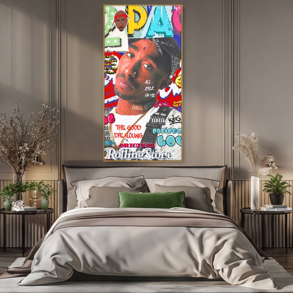 Tablou Canvas Premium LuxCanva® B1016, Tupac Shakur , Motivational, Hip-Hop, 2Pac, Cantaret, Culori Vibrante