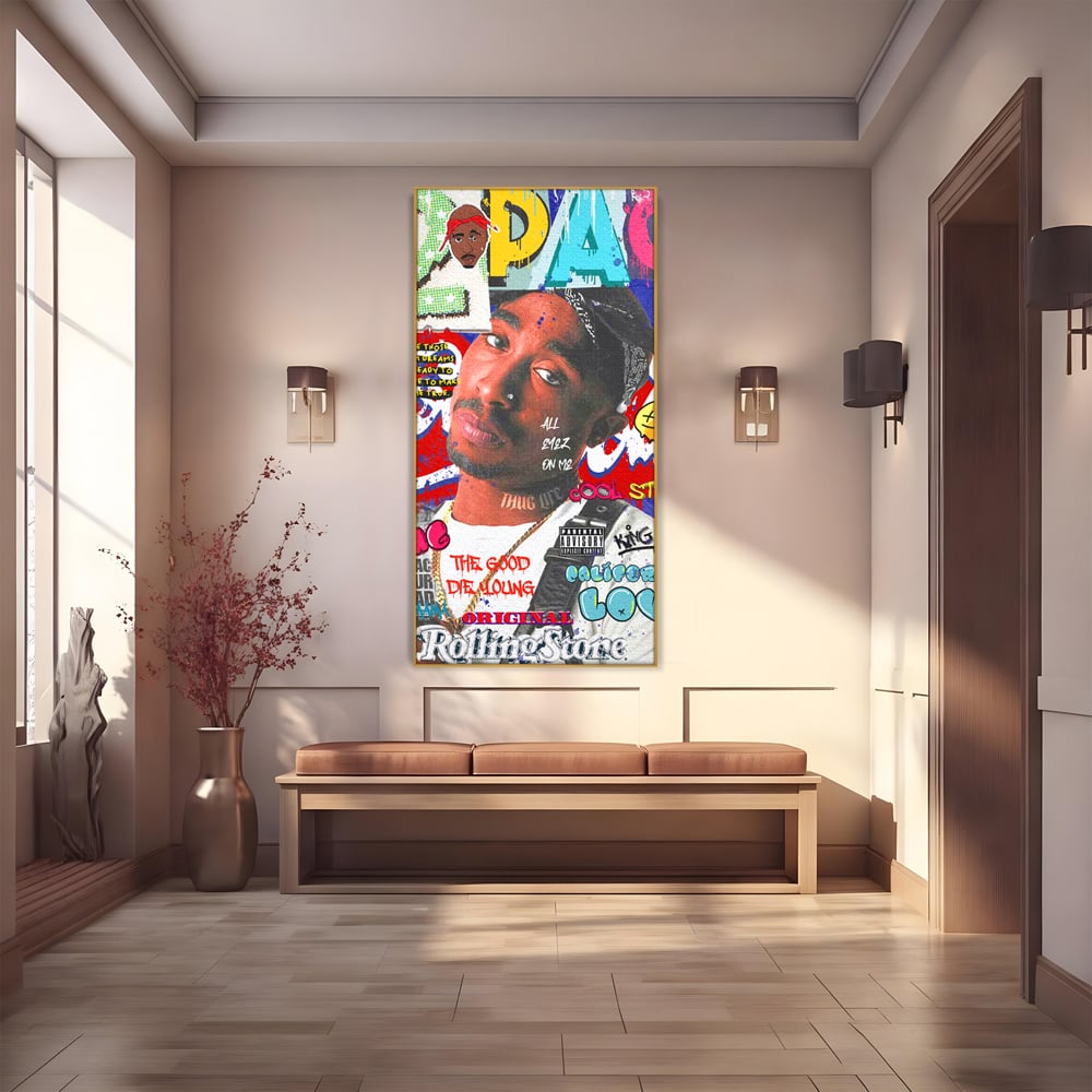 Tablou Canvas Premium LuxCanva® B1016, Tupac Shakur , Motivational, Hip-Hop, 2Pac, Cantaret, Culori Vibrante