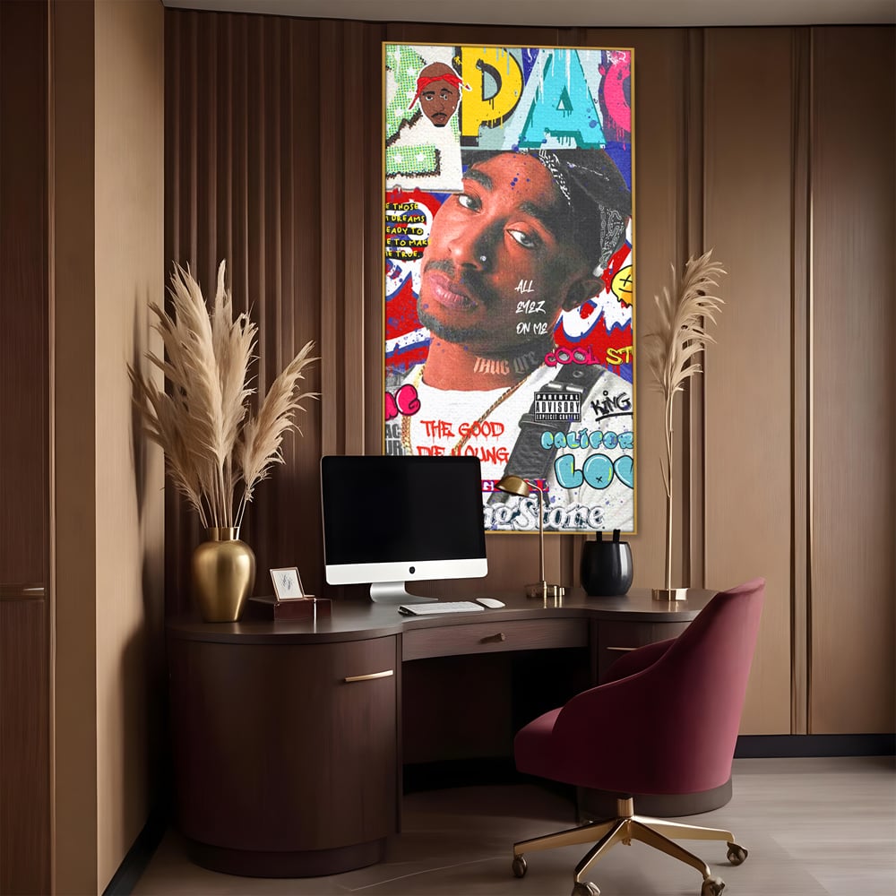 Tablou Canvas Premium LuxCanva® B1016, Tupac Shakur , Motivational, Hip-Hop, 2Pac, Cantaret, Culori Vibrante