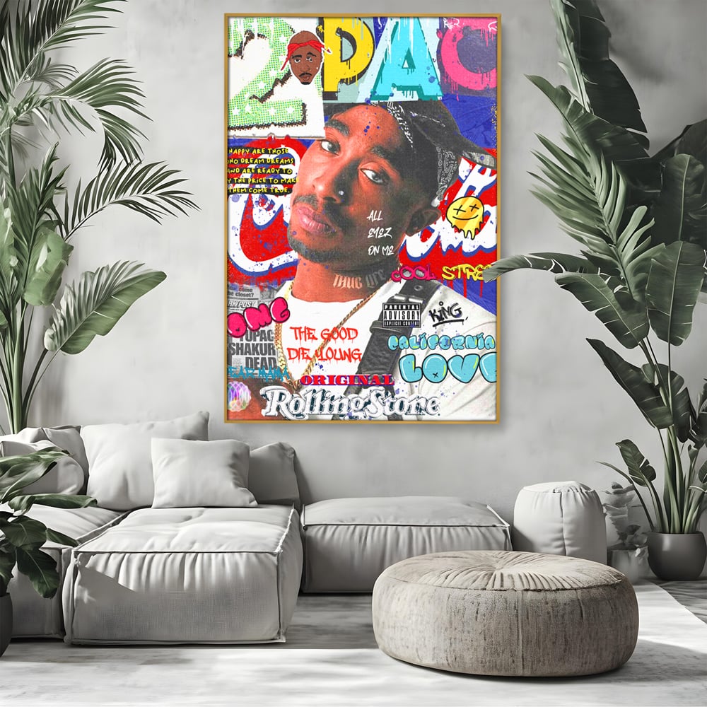 Tablou Canvas Premium LuxCanva® B1016, Tupac Shakur , Motivational, Hip-Hop, 2Pac, Cantaret, Culori Vibrante
