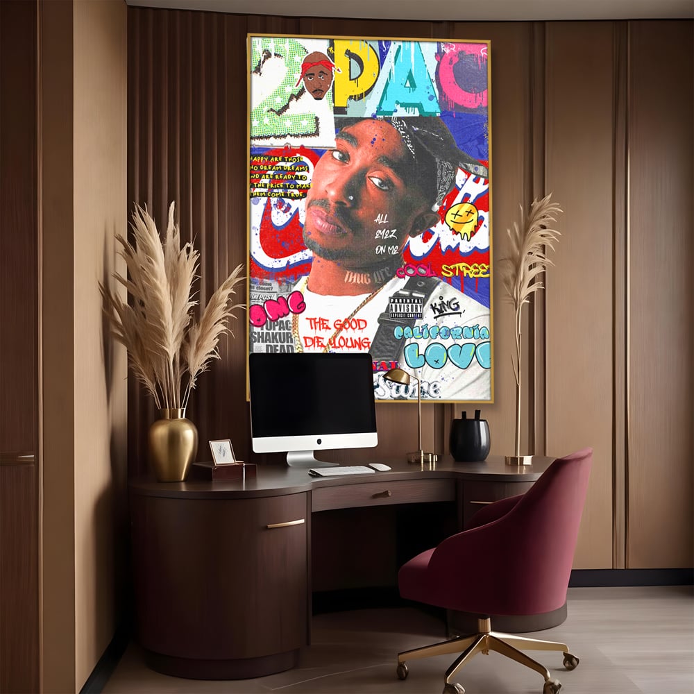 Tablou Canvas Premium LuxCanva® B1016, Tupac Shakur , Motivational, Hip-Hop, 2Pac, Cantaret, Culori Vibrante