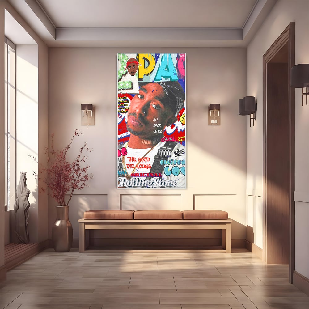 Tablou Canvas Premium LuxCanva® B1016, Tupac Shakur , Motivational, Hip-Hop, 2Pac, Cantaret, Culori Vibrante