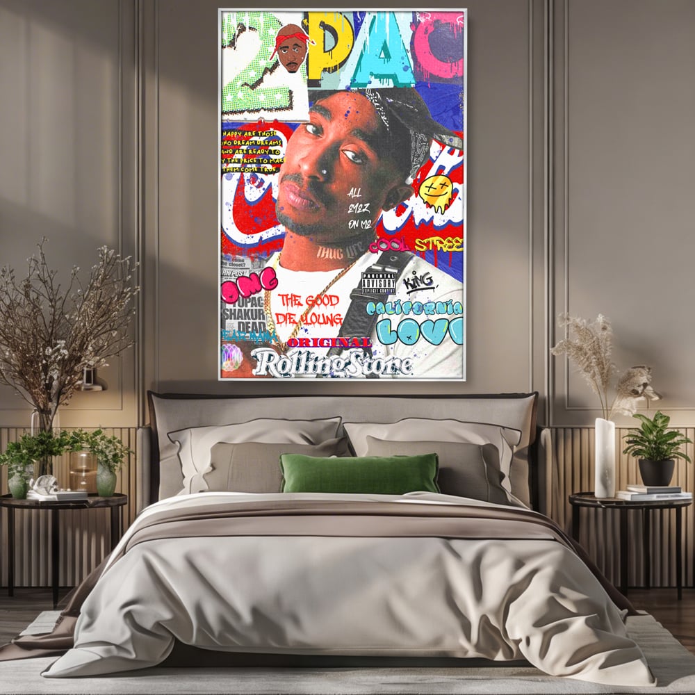 Tablou Canvas Premium LuxCanva® B1016, Tupac Shakur , Motivational, Hip-Hop, 2Pac, Cantaret, Culori Vibrante