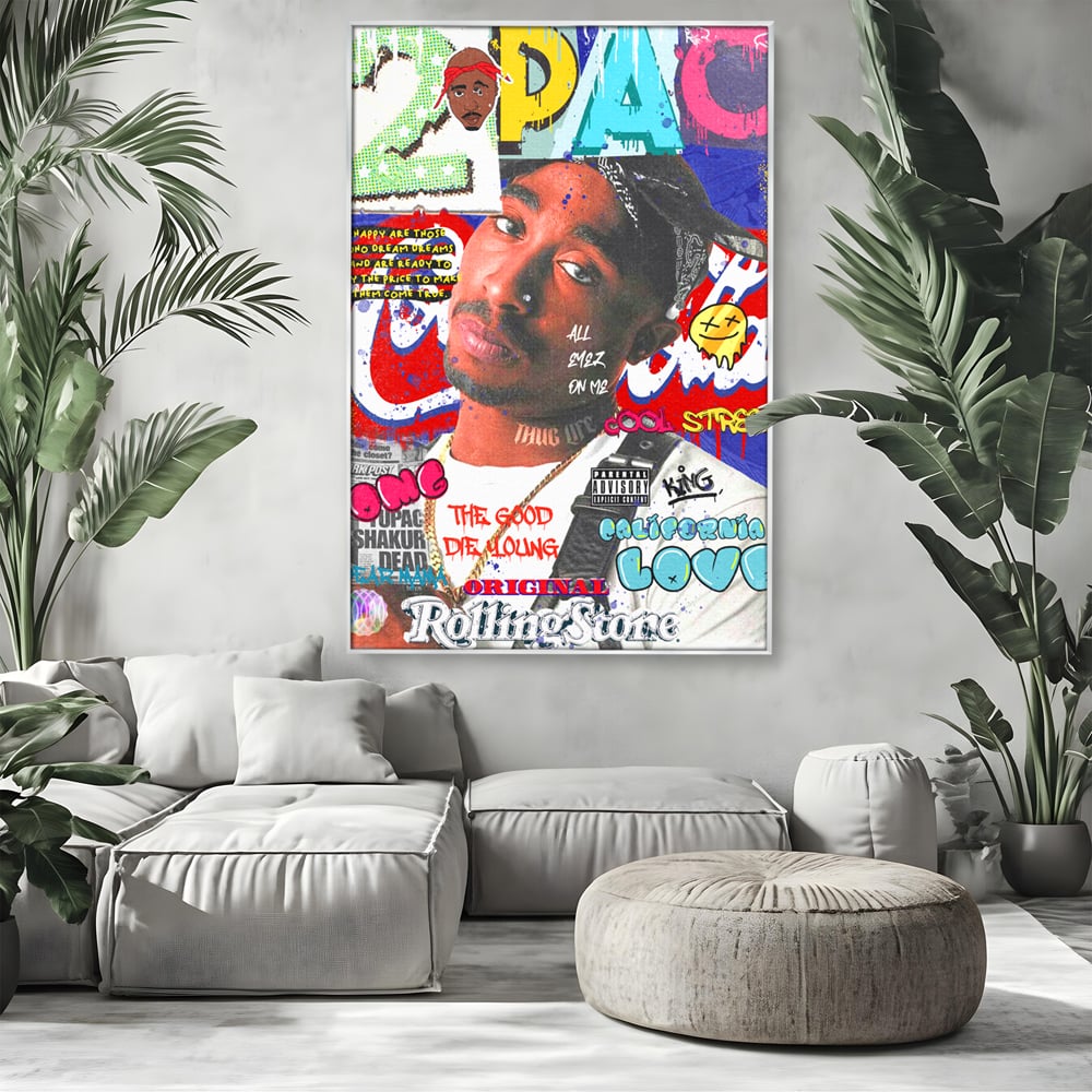 Tablou Canvas Premium LuxCanva® B1016, Tupac Shakur , Motivational, Hip-Hop, 2Pac, Cantaret, Culori Vibrante