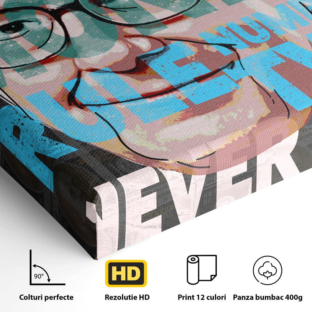 Tablou Canvas Premium LuxCanva® B1017, Warren Buffett , Motivational, Antreprenor, Finante, Investitor, Culori Vibrante