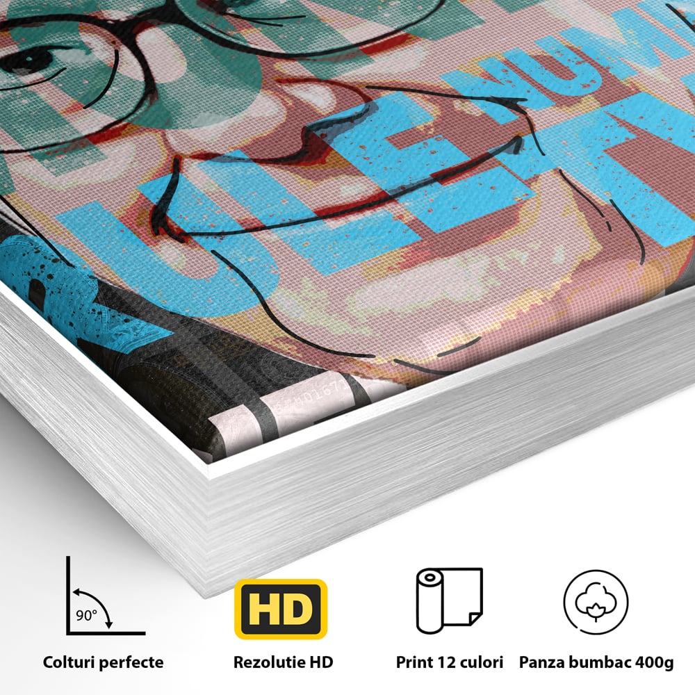 Tablou Canvas Premium LuxCanva® B1017, Warren Buffett , Motivational, Antreprenor, Finante, Investitor, Culori Vibrante