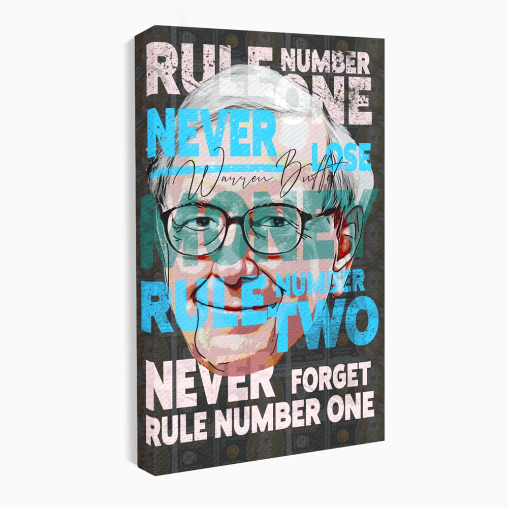 Tablou Canvas Premium LuxCanva® B1017, Warren Buffett , Motivational, Antreprenor, Finante, Investitor, Culori Vibrante