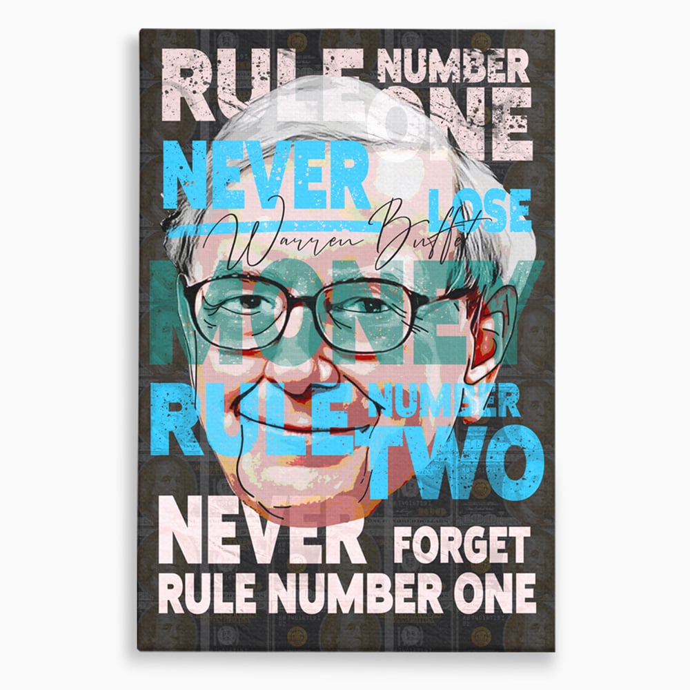 Tablou Canvas Premium LuxCanva® B1017, Warren Buffett , Motivational, Antreprenor, Finante, Investitor, Culori Vibrante