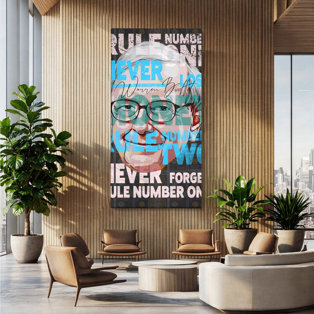 Tablou Canvas Premium LuxCanva® B1017, Warren Buffett , Motivational, Antreprenor, Finante, Investitor, Culori Vibrante