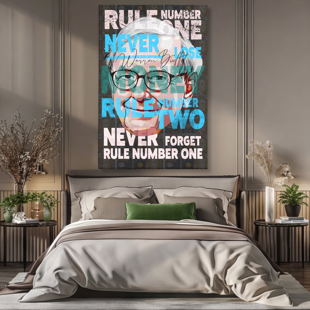 Tablou Canvas Premium LuxCanva® B1017, Warren Buffett , Motivational, Antreprenor, Finante, Investitor, Culori Vibrante