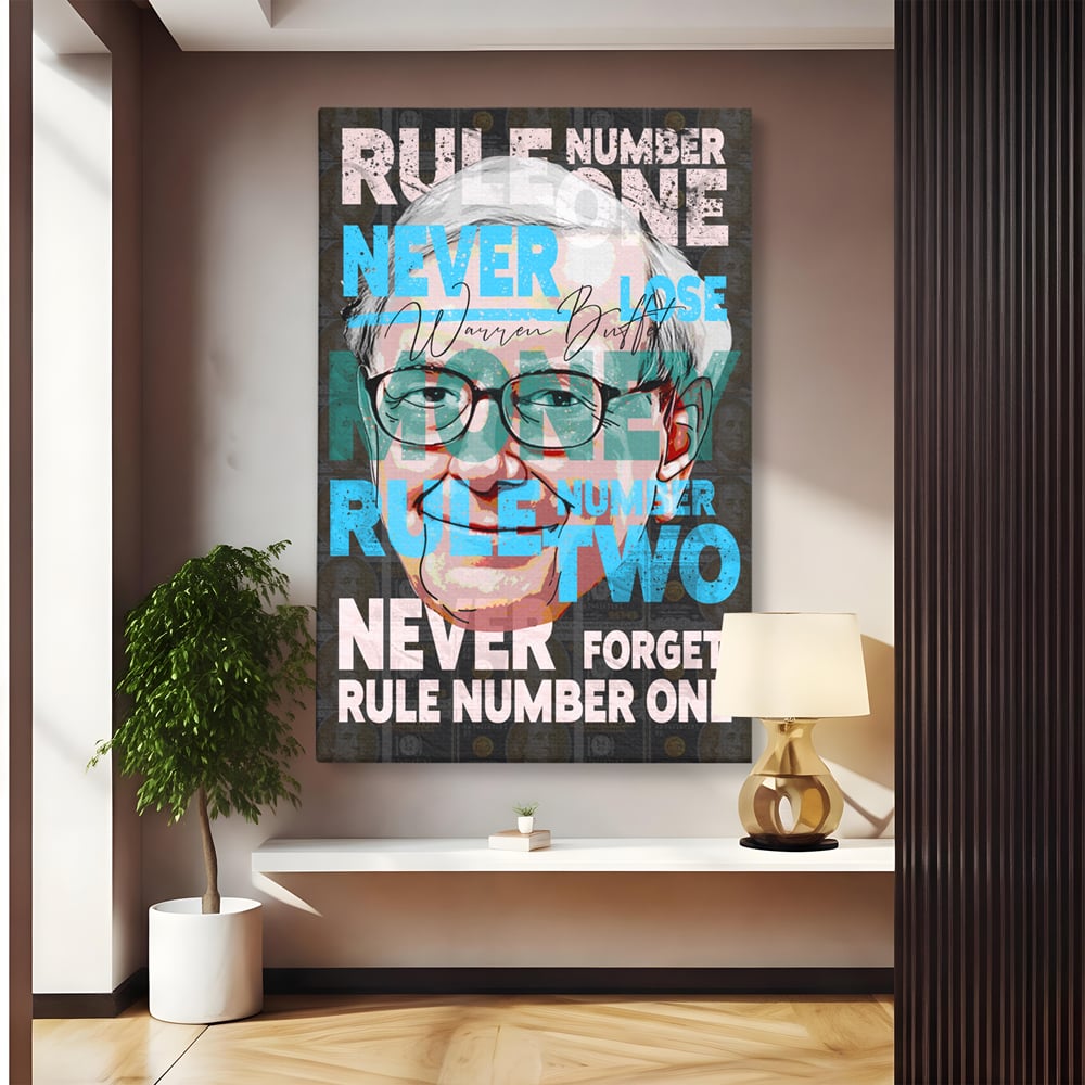 Tablou Canvas Premium LuxCanva® B1017, Warren Buffett , Motivational, Antreprenor, Finante, Investitor, Culori Vibrante