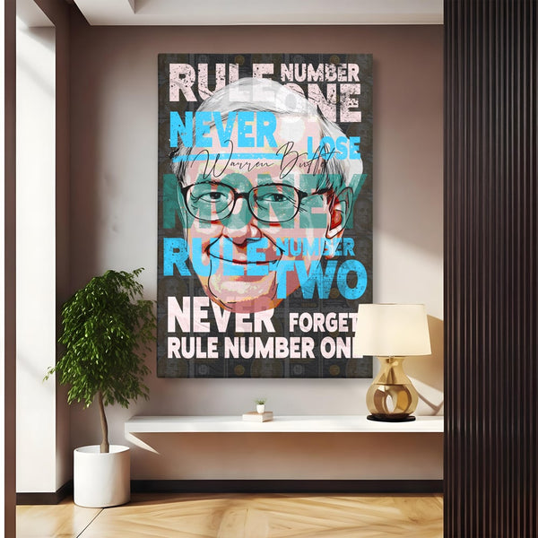 Tablou Canvas Premium LuxCanva® B1017, Warren Buffett , Motivational, Antreprenor, Finante, Investitor, Culori Vibrante