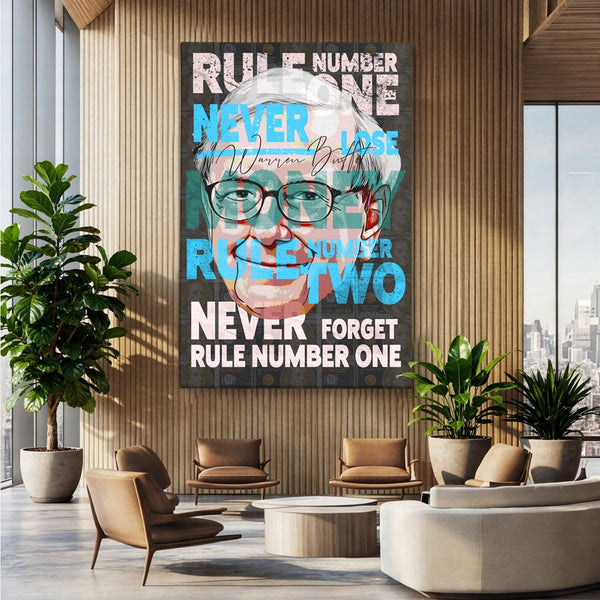 Tablou Canvas Premium LuxCanva® B1017, Warren Buffett , Motivational, Antreprenor, Finante, Investitor, Culori Vibrante