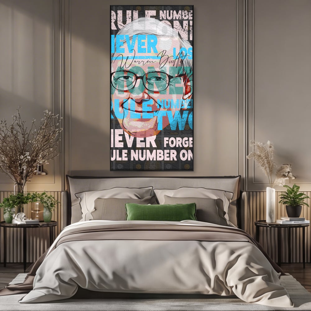 Tablou Canvas Premium LuxCanva® B1017, Warren Buffett , Motivational, Antreprenor, Finante, Investitor, Culori Vibrante