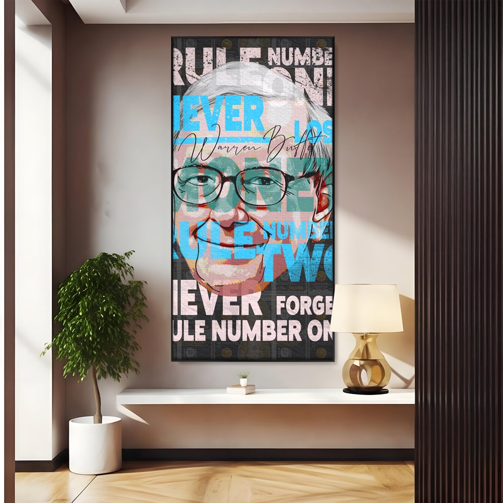 Tablou Canvas Premium LuxCanva® B1017, Warren Buffett , Motivational, Antreprenor, Finante, Investitor, Culori Vibrante
