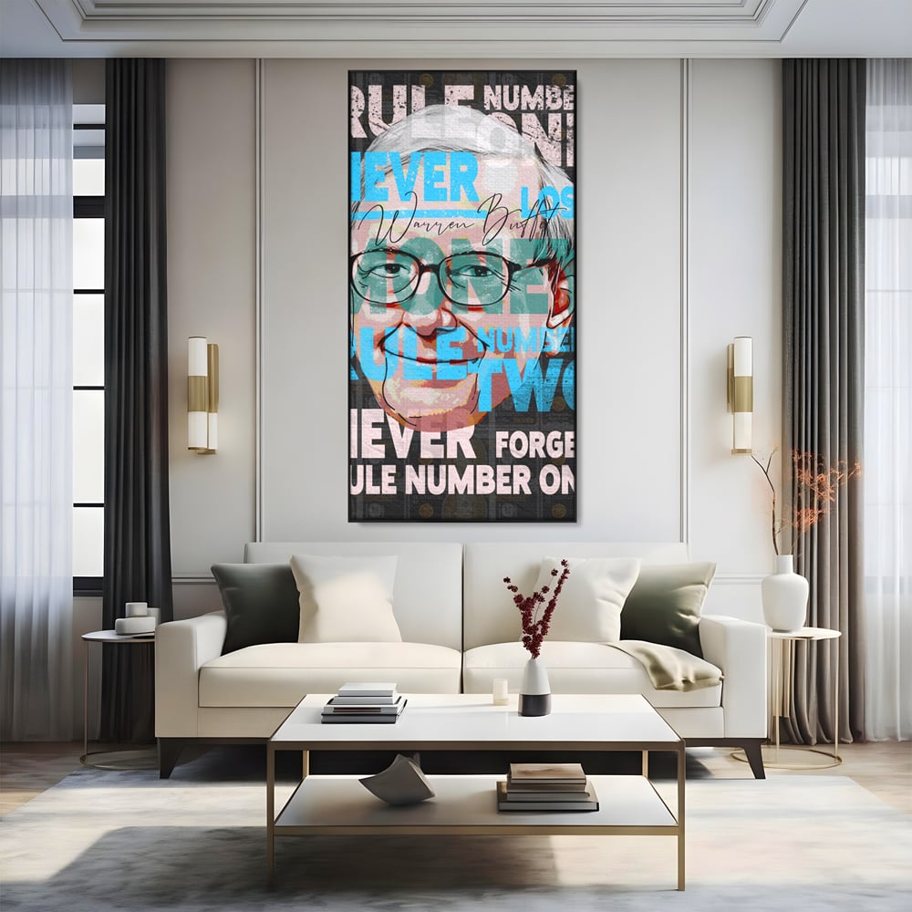 Tablou Canvas Premium LuxCanva® B1017, Warren Buffett , Motivational, Antreprenor, Finante, Investitor, Culori Vibrante