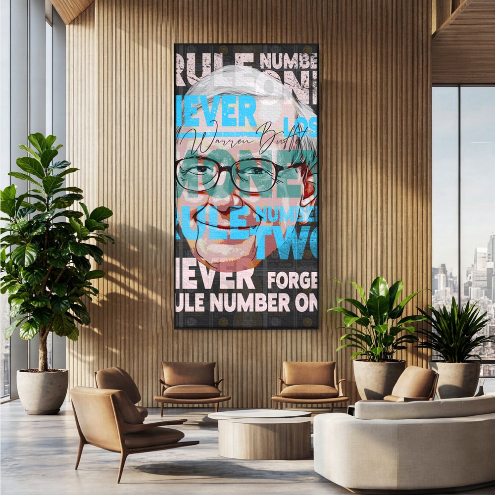Tablou Canvas Premium LuxCanva® B1017, Warren Buffett , Motivational, Antreprenor, Finante, Investitor, Culori Vibrante