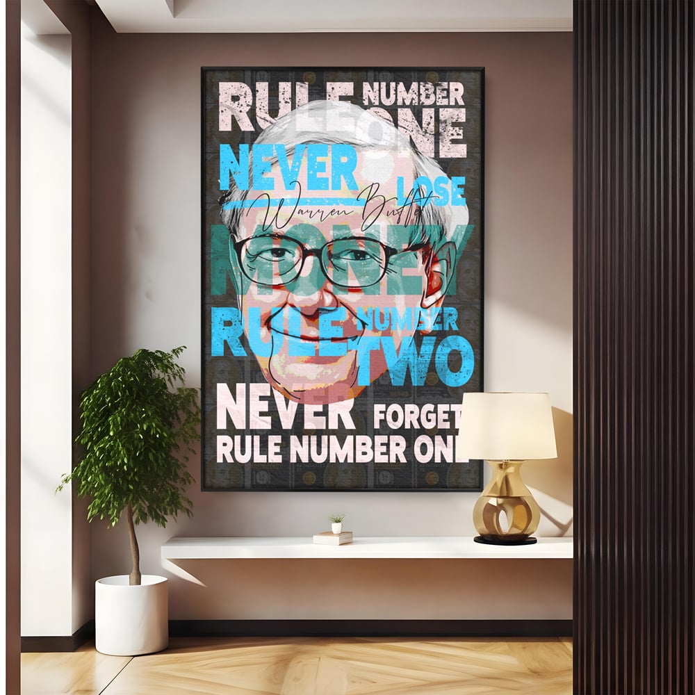 Tablou Canvas Premium LuxCanva® B1017, Warren Buffett , Motivational, Antreprenor, Finante, Investitor, Culori Vibrante
