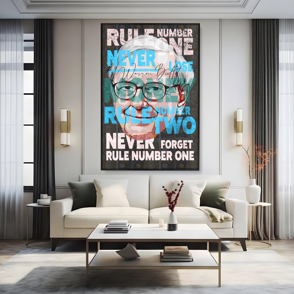 Tablou Canvas Premium LuxCanva® B1017, Warren Buffett , Motivational, Antreprenor, Finante, Investitor, Culori Vibrante