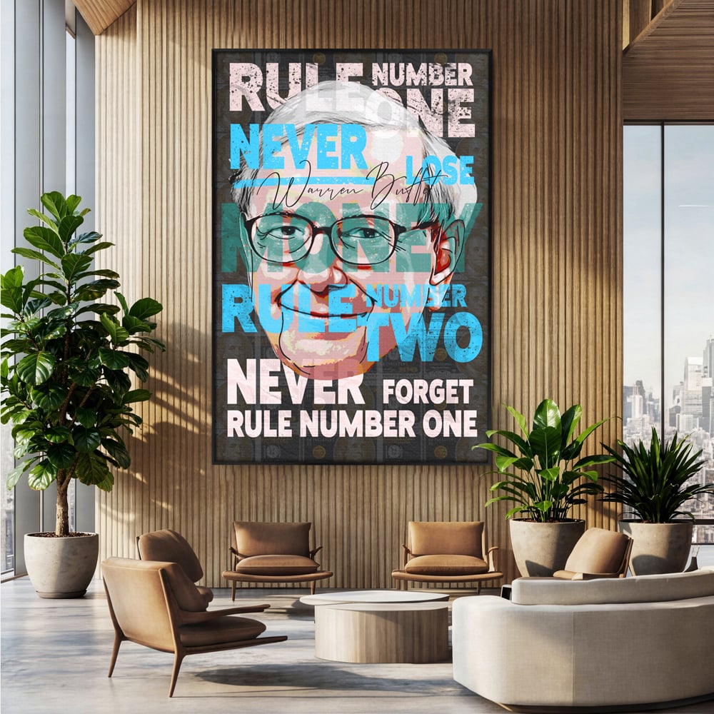 Tablou Canvas Premium LuxCanva® B1017, Warren Buffett , Motivational, Antreprenor, Finante, Investitor, Culori Vibrante