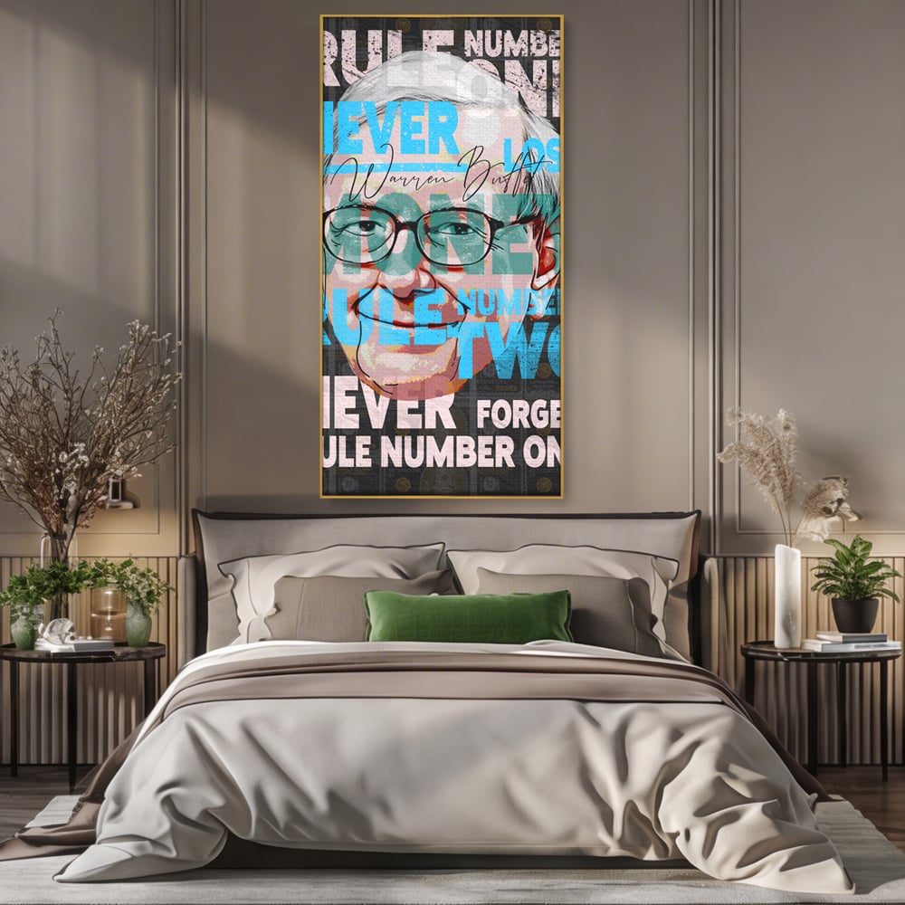 Tablou Canvas Premium LuxCanva® B1017, Warren Buffett , Motivational, Antreprenor, Finante, Investitor, Culori Vibrante