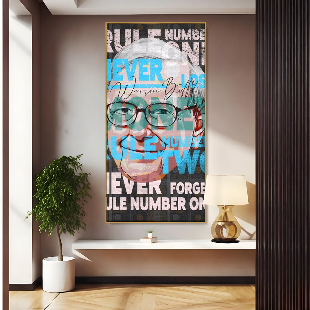Tablou Canvas Premium LuxCanva® B1017, Warren Buffett , Motivational, Antreprenor, Finante, Investitor, Culori Vibrante