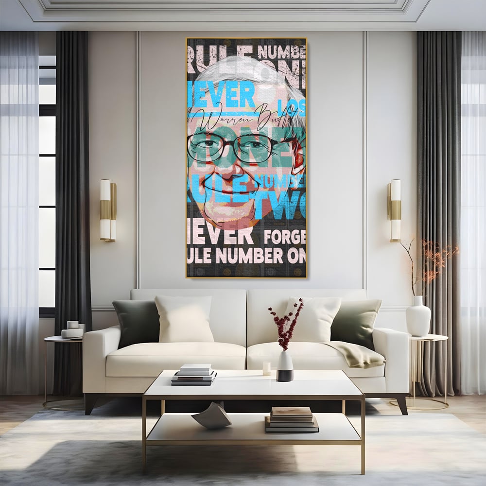 Tablou Canvas Premium LuxCanva® B1017, Warren Buffett , Motivational, Antreprenor, Finante, Investitor, Culori Vibrante