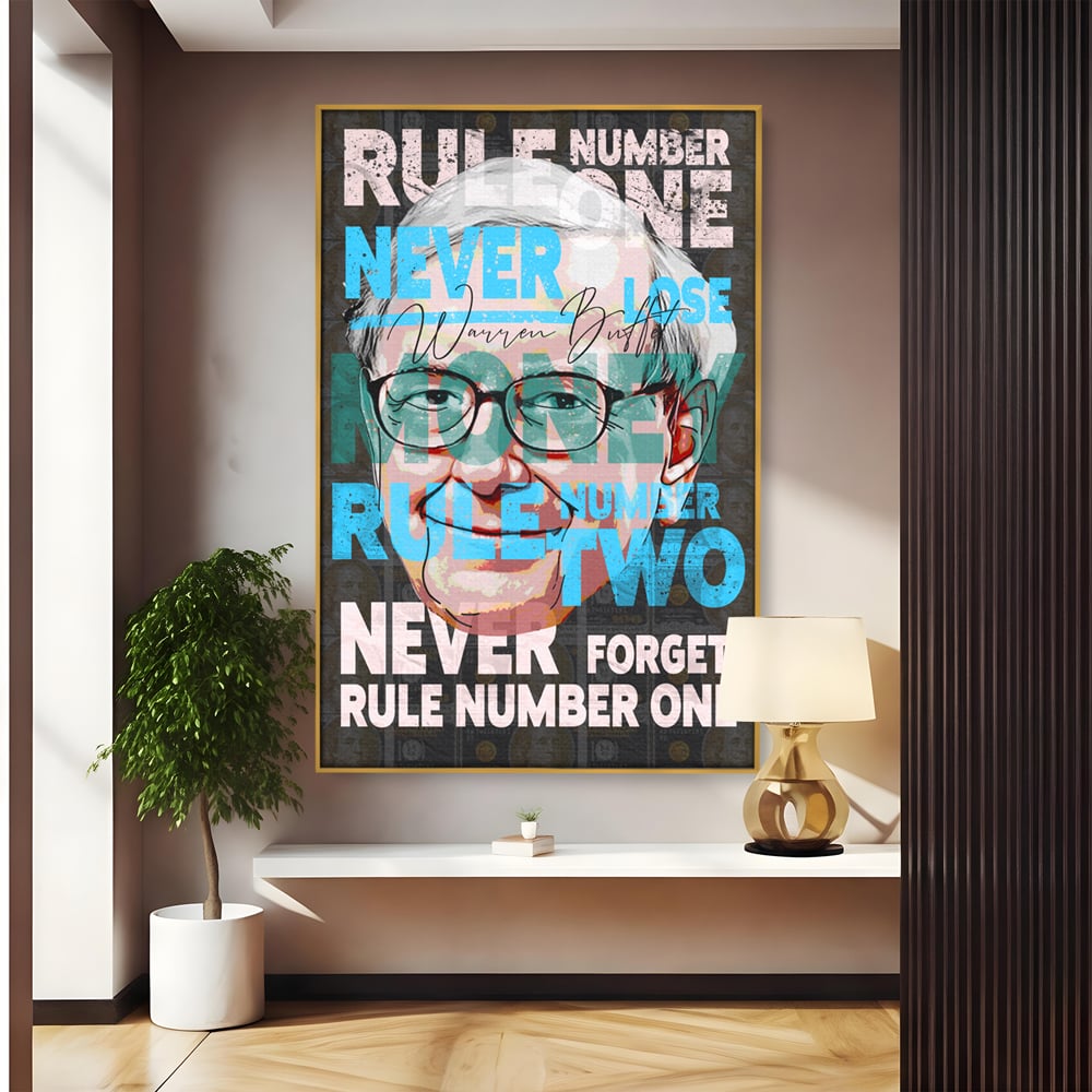 Tablou Canvas Premium LuxCanva® B1017, Warren Buffett , Motivational, Antreprenor, Finante, Investitor, Culori Vibrante