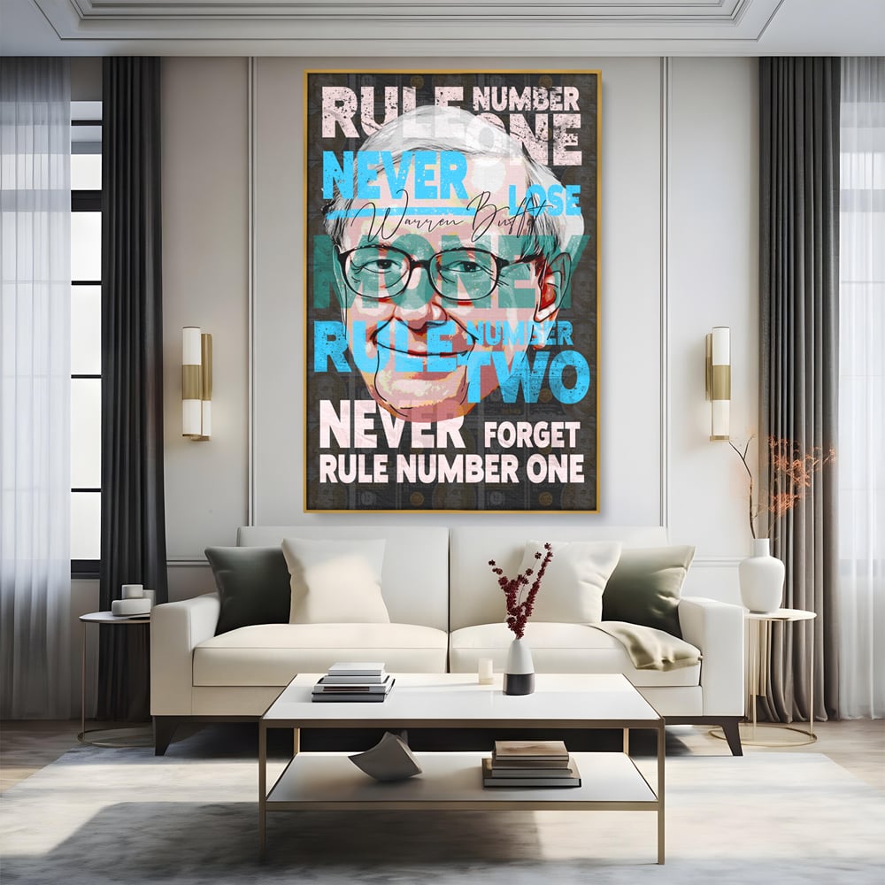 Tablou Canvas Premium LuxCanva® B1017, Warren Buffett , Motivational, Antreprenor, Finante, Investitor, Culori Vibrante
