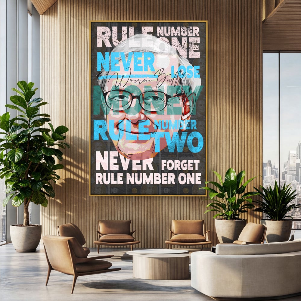 Tablou Canvas Premium LuxCanva® B1017, Warren Buffett , Motivational, Antreprenor, Finante, Investitor, Culori Vibrante