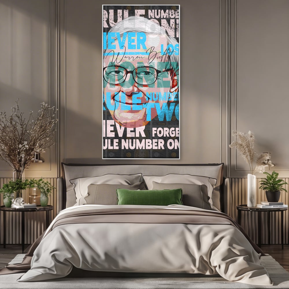 Tablou Canvas Premium LuxCanva® B1017, Warren Buffett , Motivational, Antreprenor, Finante, Investitor, Culori Vibrante
