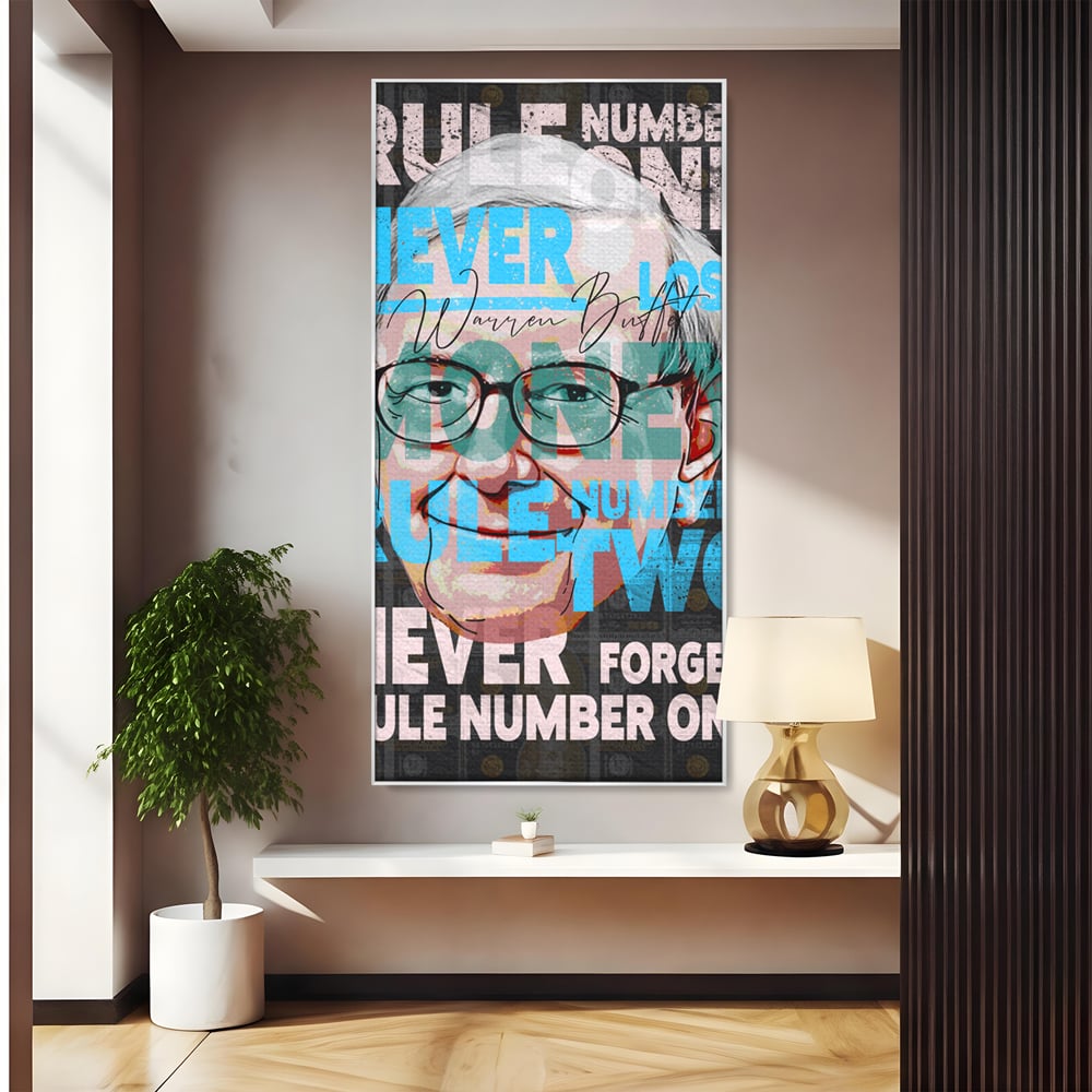 Tablou Canvas Premium LuxCanva® B1017, Warren Buffett , Motivational, Antreprenor, Finante, Investitor, Culori Vibrante