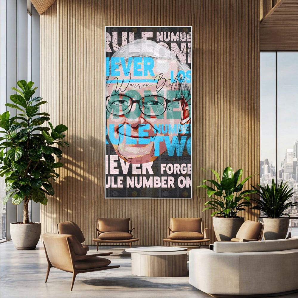 Tablou Canvas Premium LuxCanva® B1017, Warren Buffett , Motivational, Antreprenor, Finante, Investitor, Culori Vibrante