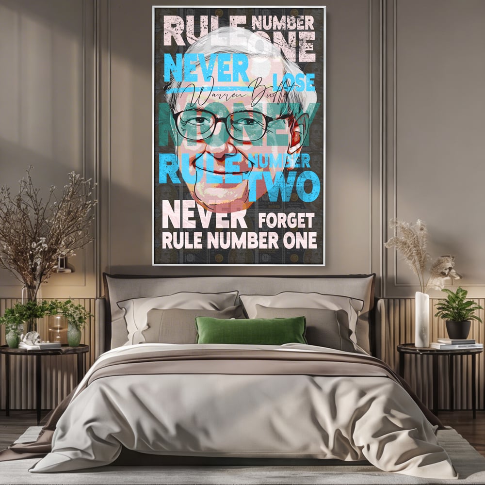 Tablou Canvas Premium LuxCanva® B1017, Warren Buffett , Motivational, Antreprenor, Finante, Investitor, Culori Vibrante