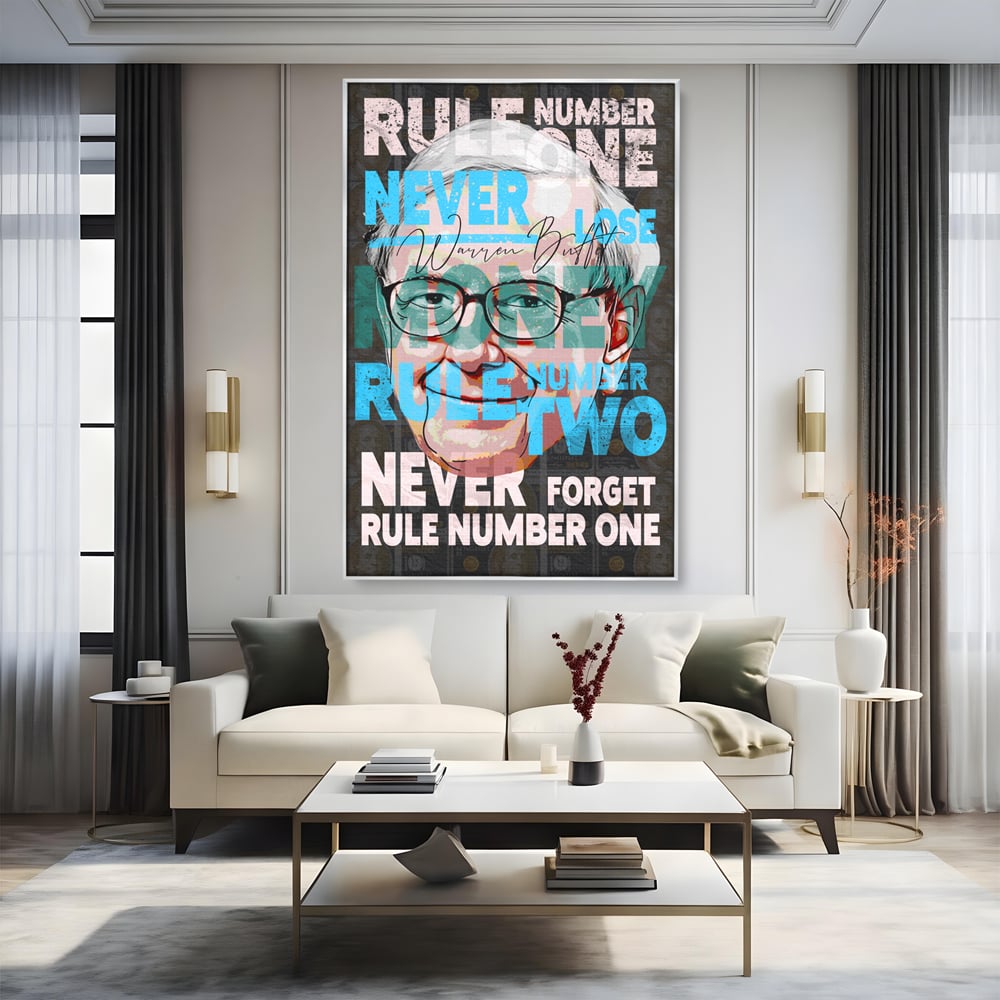 Tablou Canvas Premium LuxCanva® B1017, Warren Buffett , Motivational, Antreprenor, Finante, Investitor, Culori Vibrante