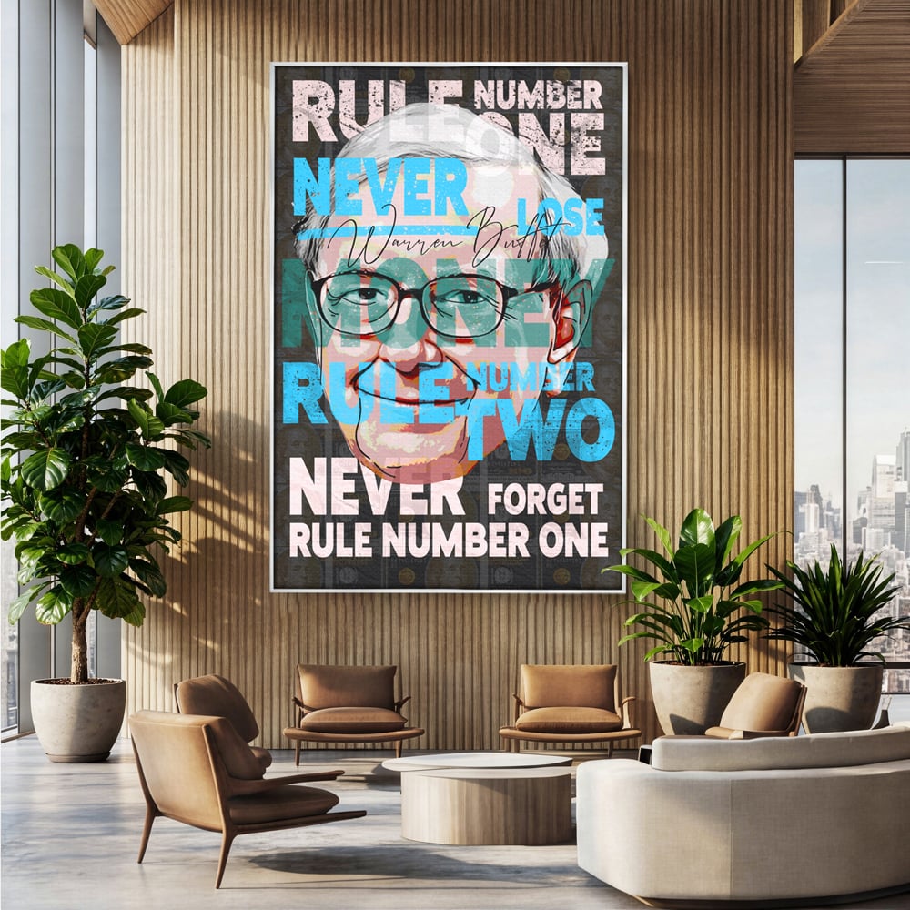 Tablou Canvas Premium LuxCanva® B1017, Warren Buffett , Motivational, Antreprenor, Finante, Investitor, Culori Vibrante