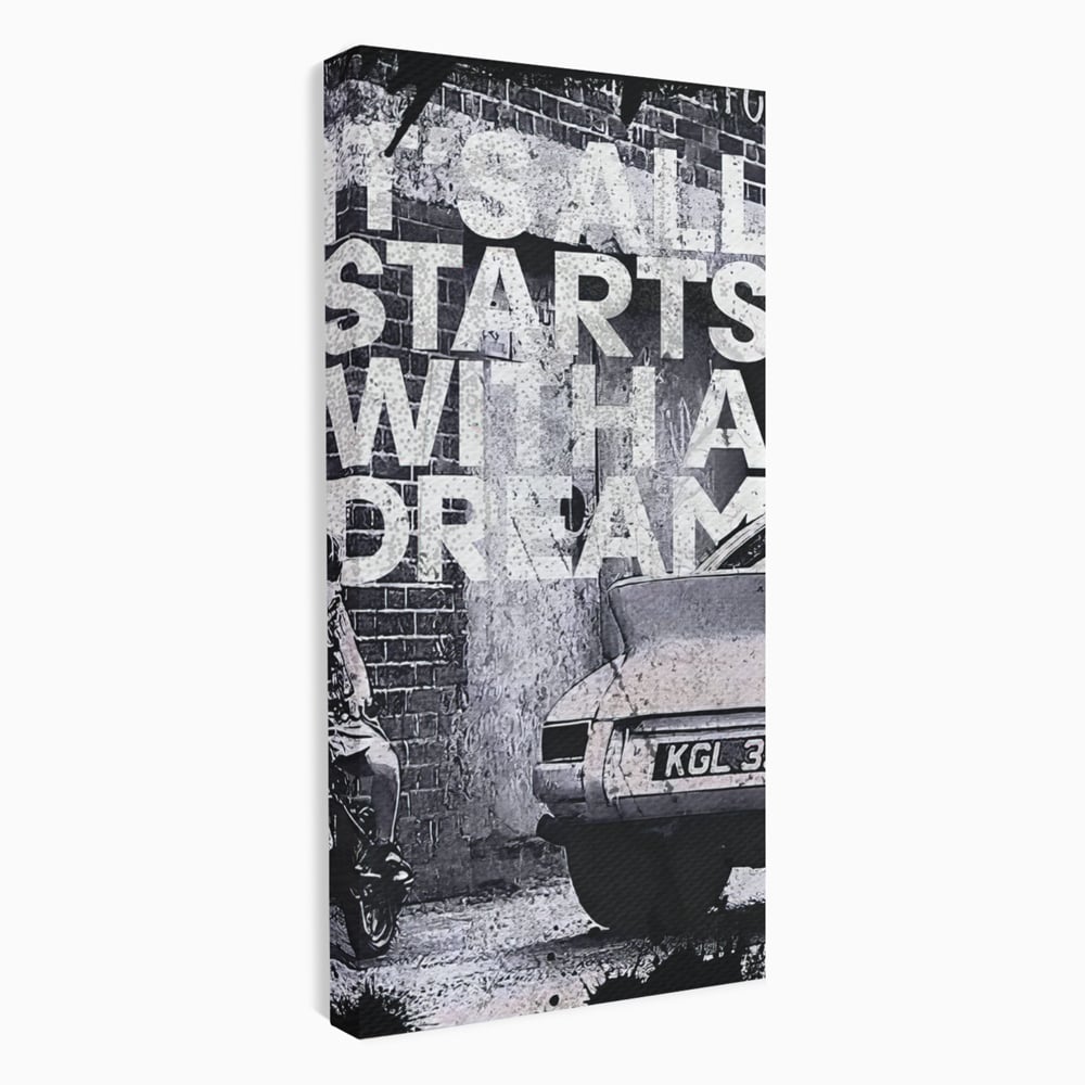 Tablou Canvas Premium LuxCanva® B1021 It's all starts with a dream , Vise, Motivational, Copil, Culori Vibrante