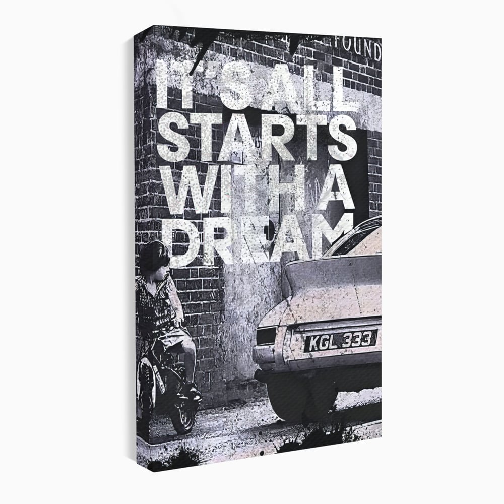 Tablou Canvas Premium LuxCanva® B1021 It's all starts with a dream , Vise, Motivational, Copil, Culori Vibrante