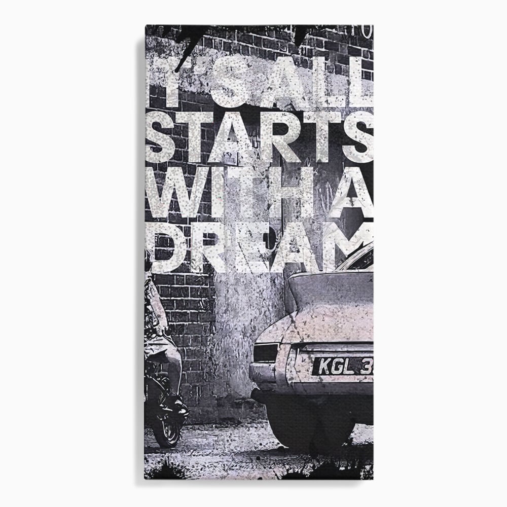 Tablou Canvas Premium LuxCanva® B1021 It's all starts with a dream , Vise, Motivational, Copil, Culori Vibrante