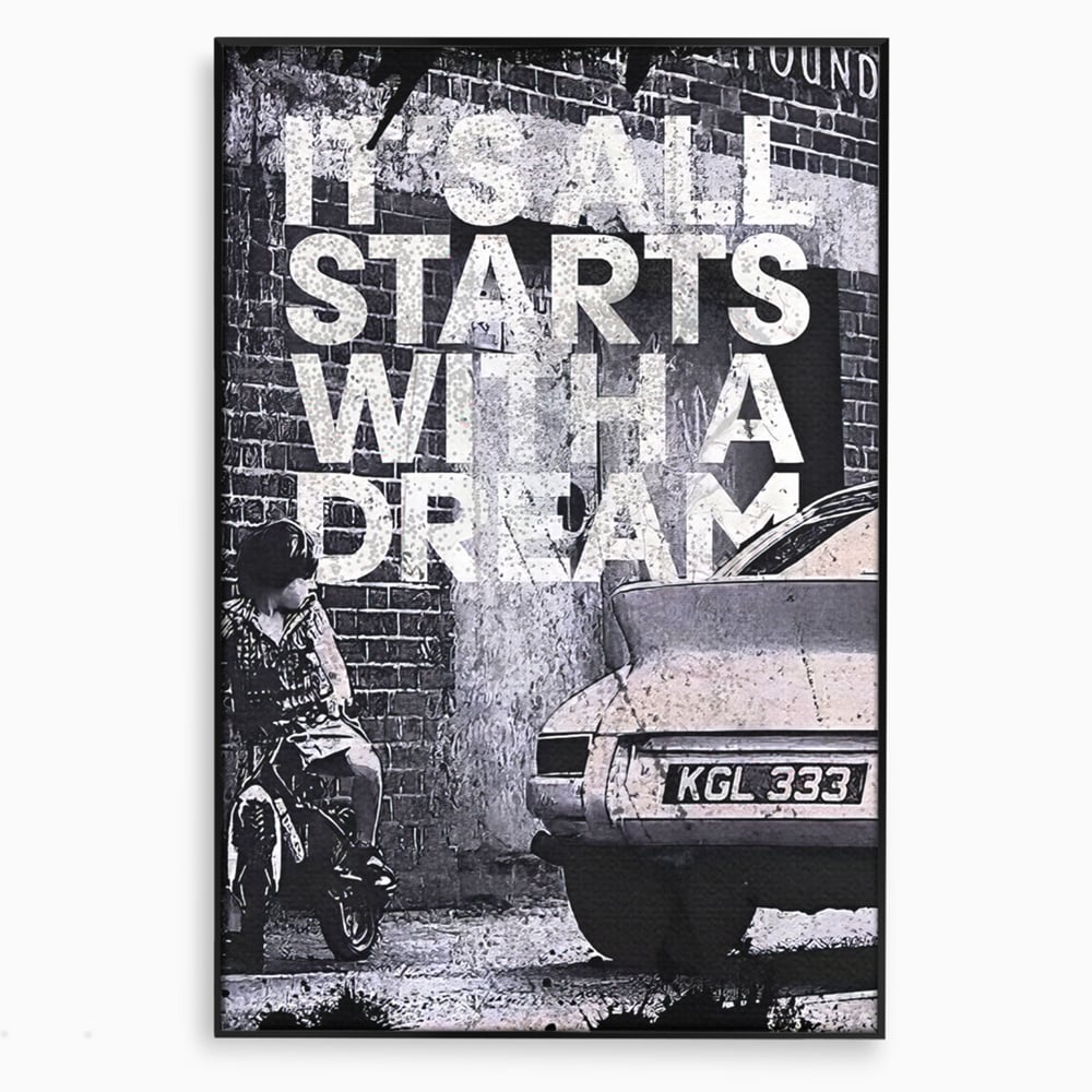 Tablou Canvas Premium LuxCanva® B1021 It's all starts with a dream , Vise, Motivational, Copil, Culori Vibrante