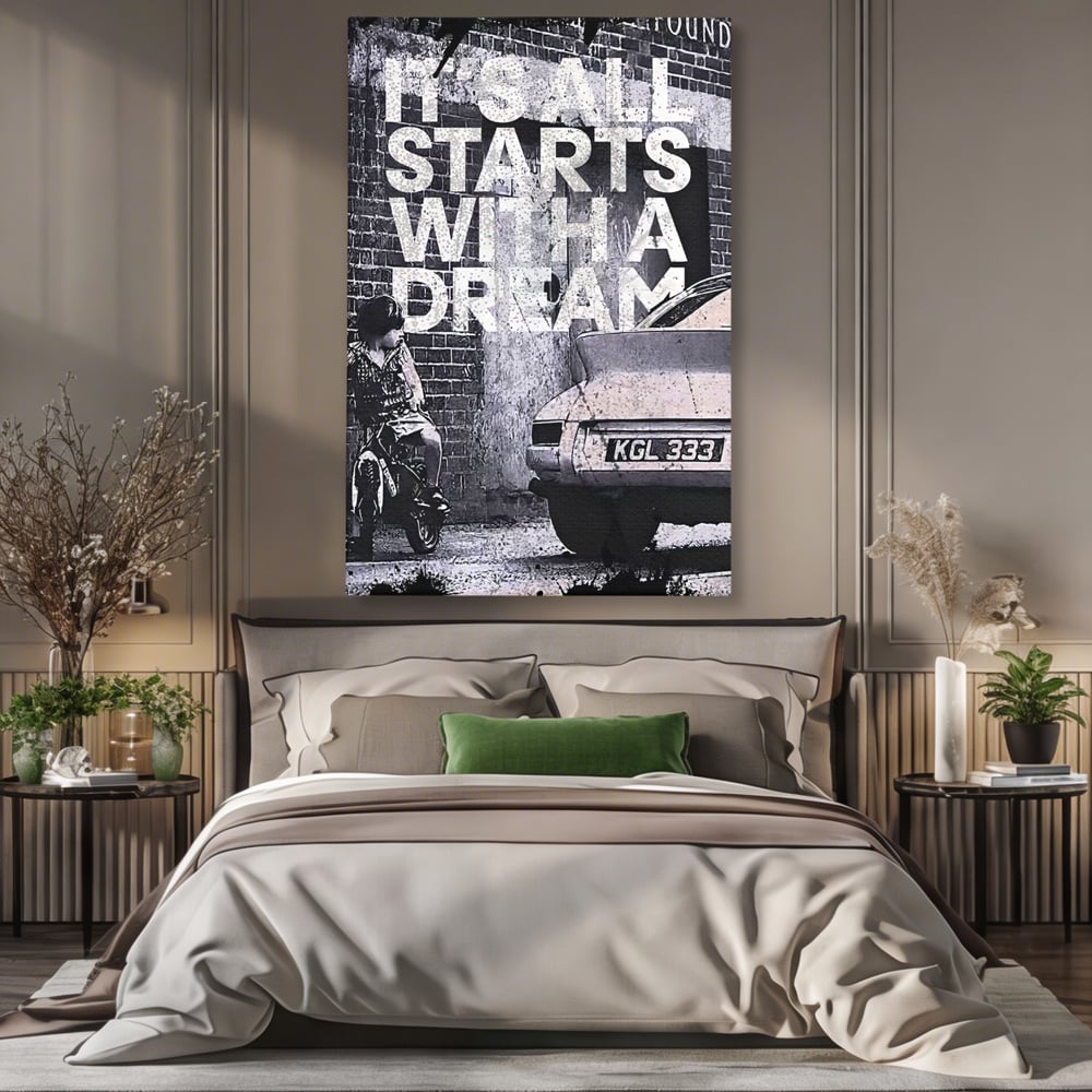 Tablou Canvas Premium LuxCanva® B1021 It's all starts with a dream , Vise, Motivational, Copil, Culori Vibrante