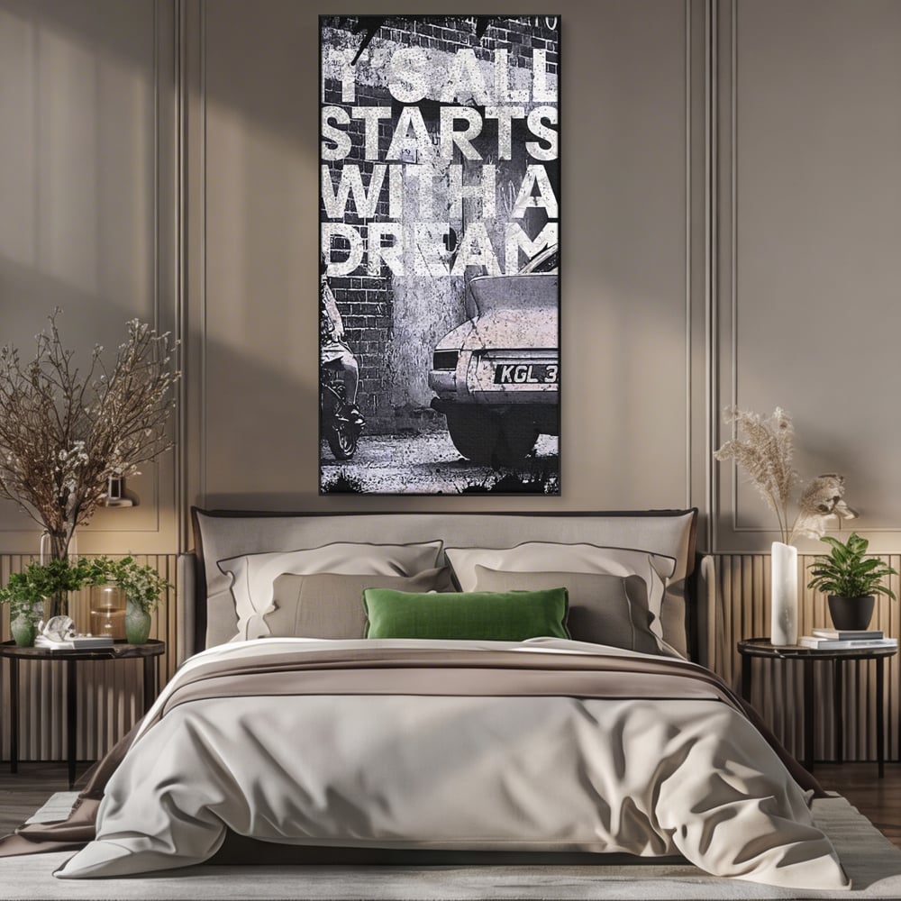 Tablou Canvas Premium LuxCanva® B1021 It's all starts with a dream , Vise, Motivational, Copil, Culori Vibrante