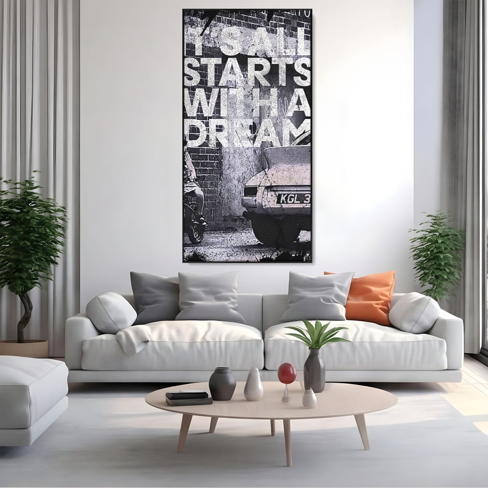 Tablou Canvas Premium LuxCanva® B1021 It's all starts with a dream , Vise, Motivational, Copil, Culori Vibrante