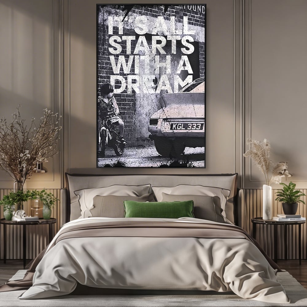 Tablou Canvas Premium LuxCanva® B1021 It's all starts with a dream , Vise, Motivational, Copil, Culori Vibrante