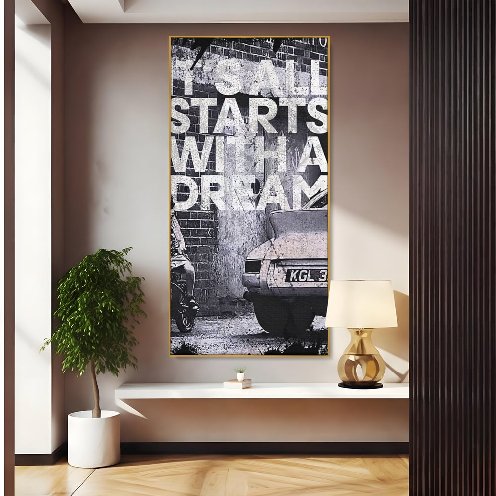 Tablou Canvas Premium LuxCanva® B1021 It's all starts with a dream , Vise, Motivational, Copil, Culori Vibrante