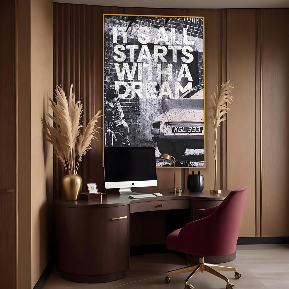 Tablou Canvas Premium LuxCanva® B1021 It's all starts with a dream , Vise, Motivational, Copil, Culori Vibrante