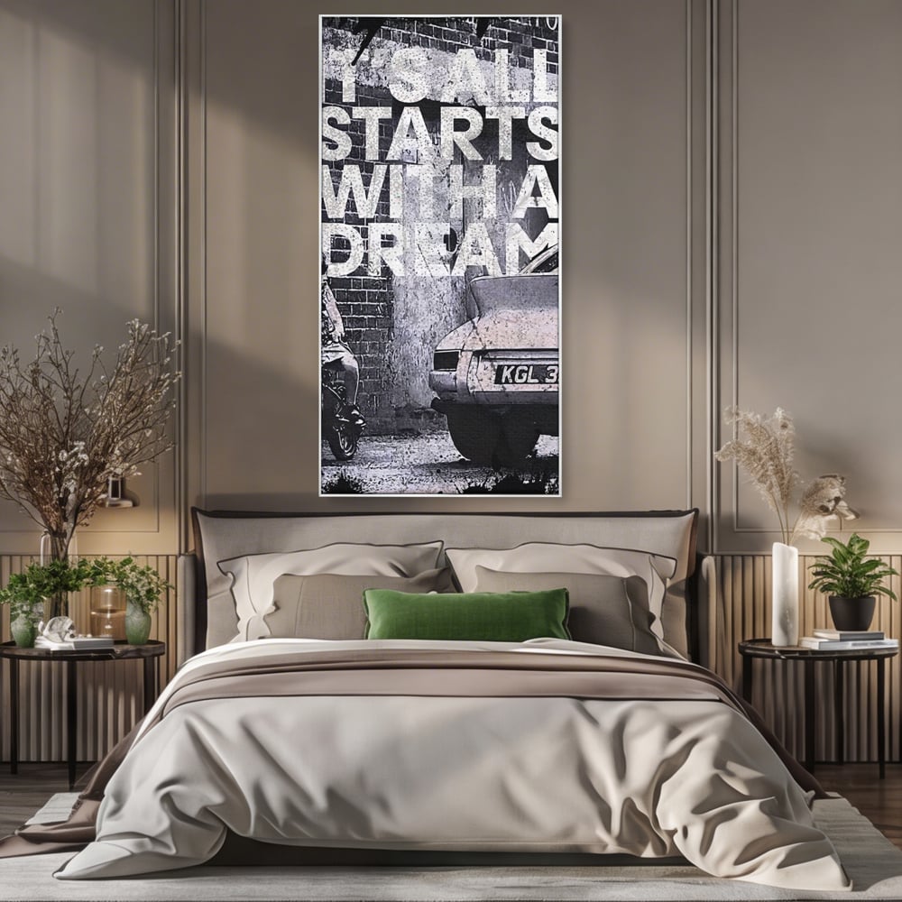 Tablou Canvas Premium LuxCanva® B1021 It's all starts with a dream , Vise, Motivational, Copil, Culori Vibrante